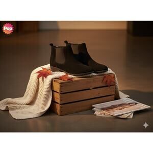 Pop Suede Like Black Ankle Boots Sz. 11